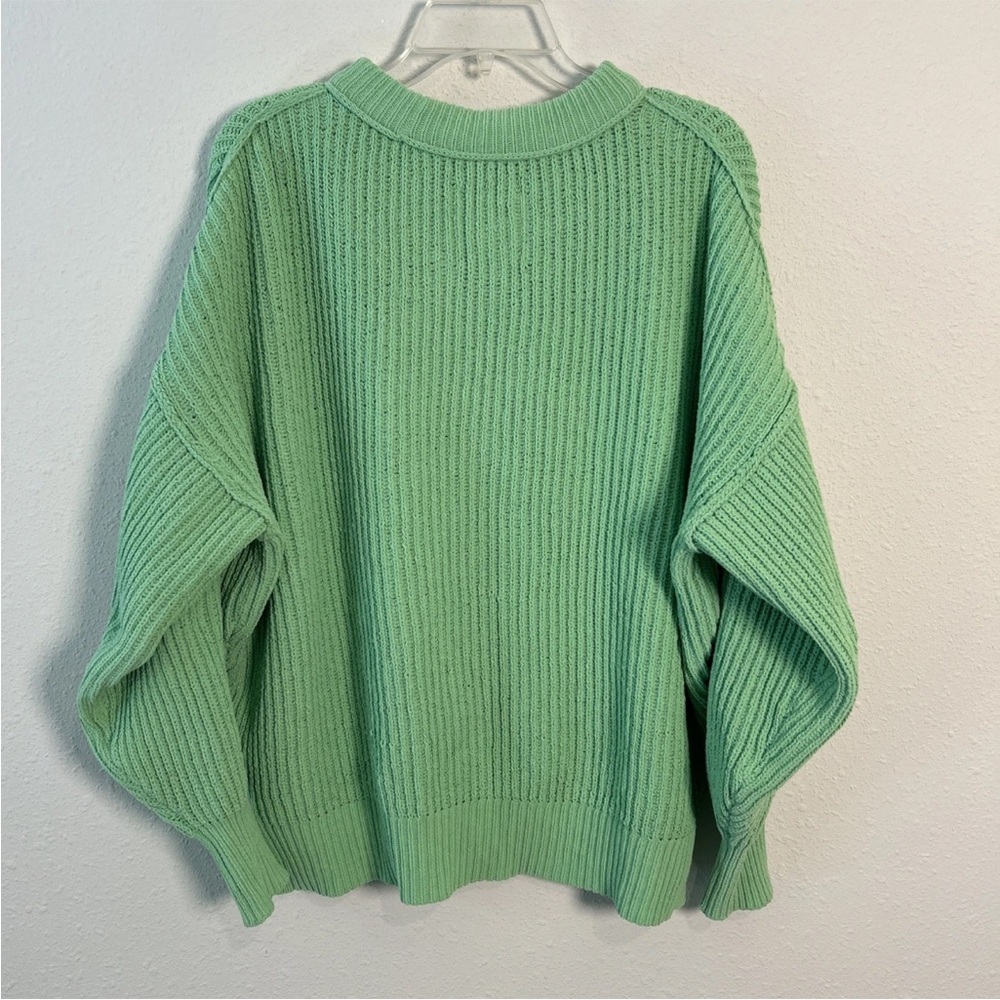 Aerie Crewneck Ribbed Tight Knit Sweater Fresh Green Women’s XS Oversized - Picture 7 of 11